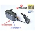 Caricabatterie USB con Mini camera FullHD 1080p incorporata, registra e trasmette Audio/Video in DIRETTA