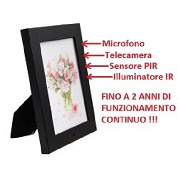 Telecamera ad alta definizione 720p 16:9 incorporata in un Porta Fotografie - Fino a 2 ANNI DI AUTONOMIA