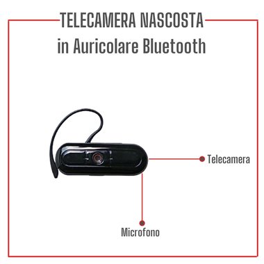 Mini camera nascosta in un classico auricolare Bluetooth con DVR integrato su MicroSD in FullHD 1080p