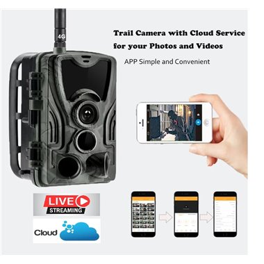 FotoTrappola Professionale 4G con Video LIVE e servizio Cloud illimitato - Registra e Trasmette Foto e Video in diretta su App