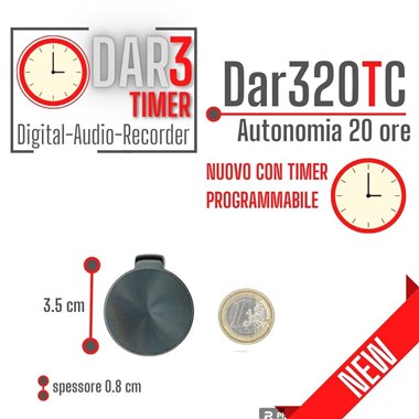 Mini registratore audio ciondolo/portachiavi con 20 ore di autonomia, TIMER PROGRAMMABILE, attivazione vocale VAS e filtro DSP