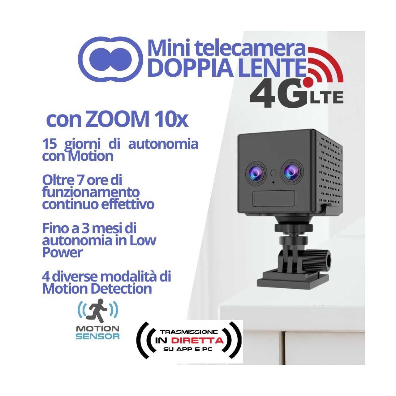 Spy cam con zoom 10x autonomia di 15 giorni