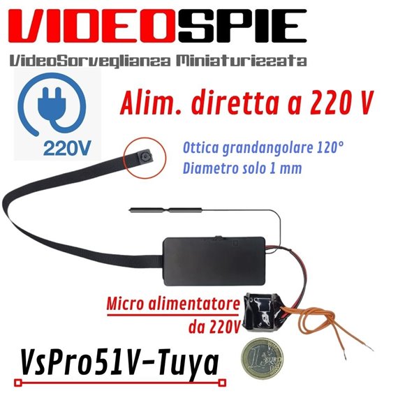 Spy cam con alimentazione diretta a 220V
